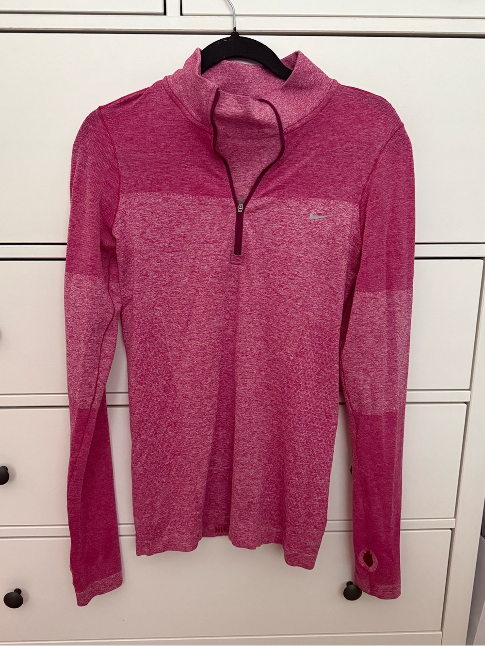 Nike Heathered Pink Running Top with Half Zip
